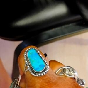 Green turquoise woman's ring size 9